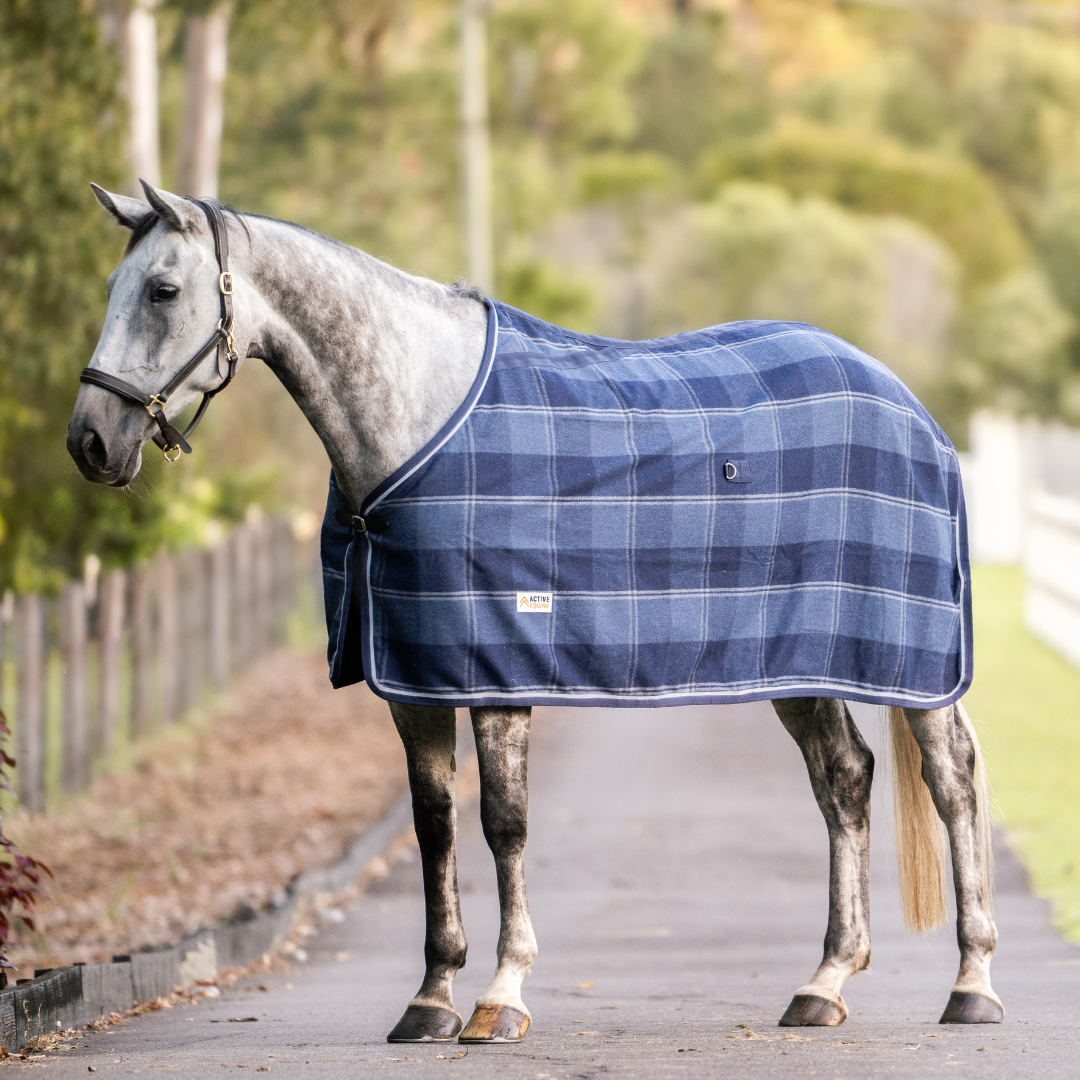 Wool Horse Rug Navy Check | Active Equine