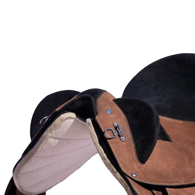 Syd Hill Hawk Polocrosse Stock Saddle, Roughout Leather - SHXP Adjustable Tree and Panels - Active Equine