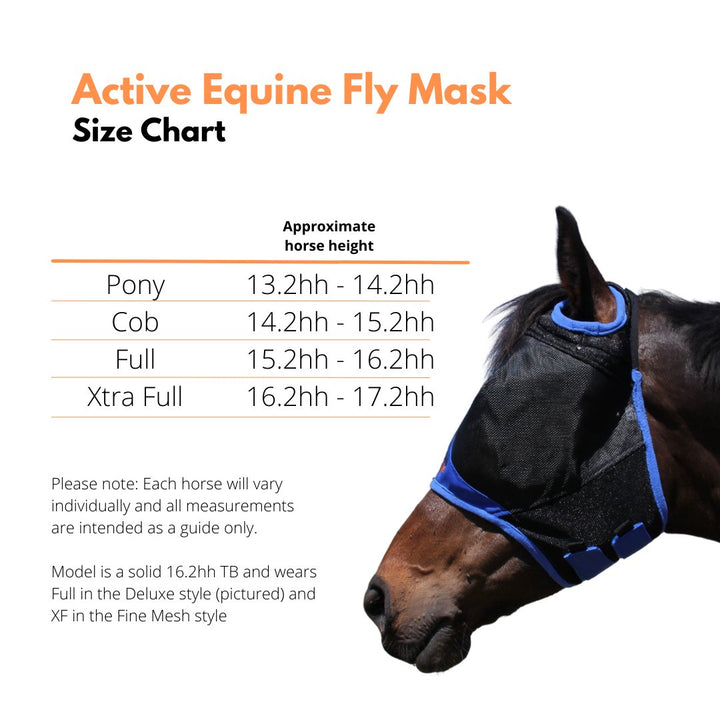 AE Deluxe Fine Mesh Fly Mask (with ears) - Active Equine