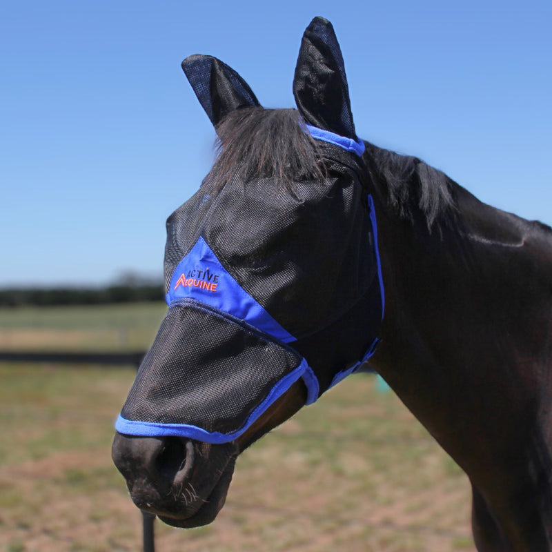 AE Deluxe Fly Mask (with ears, with nose) - Active Equine