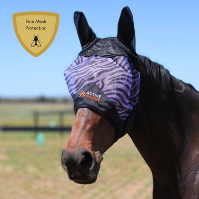 AE Zebra Fly Mask (with ears) - Active Equine