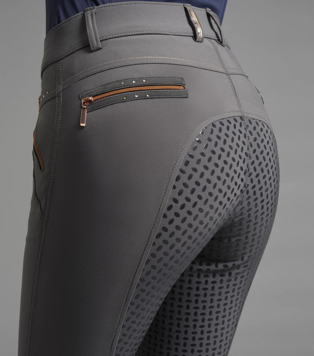 Milliania Anthracite Ladies Full Seat Gel Riding Breeches | Premier Equine - Active Equine