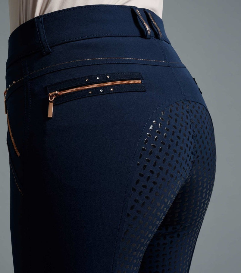 Milliania Navy Ladies Full Seat Gel Riding Breeches | Premier Equine - Active Equine