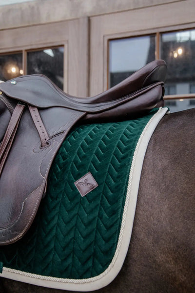 Saddle Pad Velvet Contrast Dressage Pine Green | Kentucky Horsewear - Active Equine