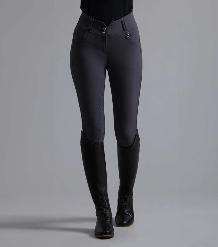 Sophia Anthracite Ladies Full Seat High Waist Riding Breeches | Premier Equine - Active Equine