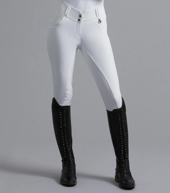 Sophia White Ladies Full Seat High Waist Competition Riding Breeches | Premier Equine - Active Equine