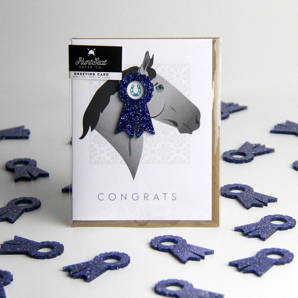 Congrats Ribbon Charm Equestrian Horse Greeting Card | Hunt Seat Paper Co - Active Equine