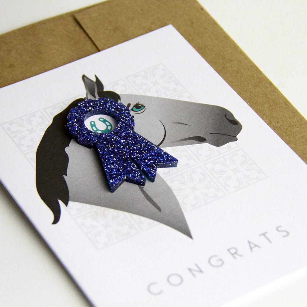 Congrats Ribbon Charm Equestrian Horse Greeting Card | Hunt Seat Paper Co - Active Equine