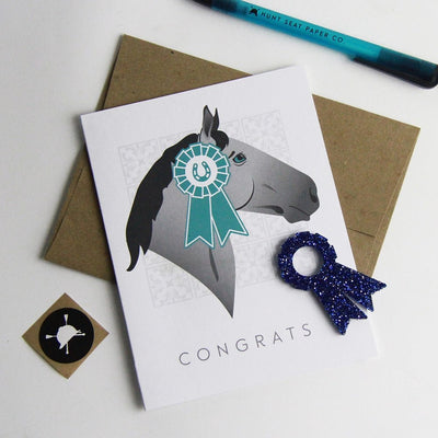Congrats Ribbon Charm Equestrian Horse Greeting Card | Hunt Seat Paper Co - Active Equine