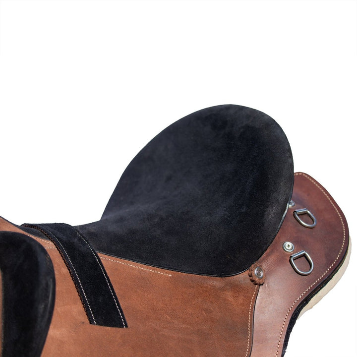 Syd Hill Hawk Polocrosse Stock Saddle, Roughout Leather - SHXP Adjustable Tree and Panels - Active Equine